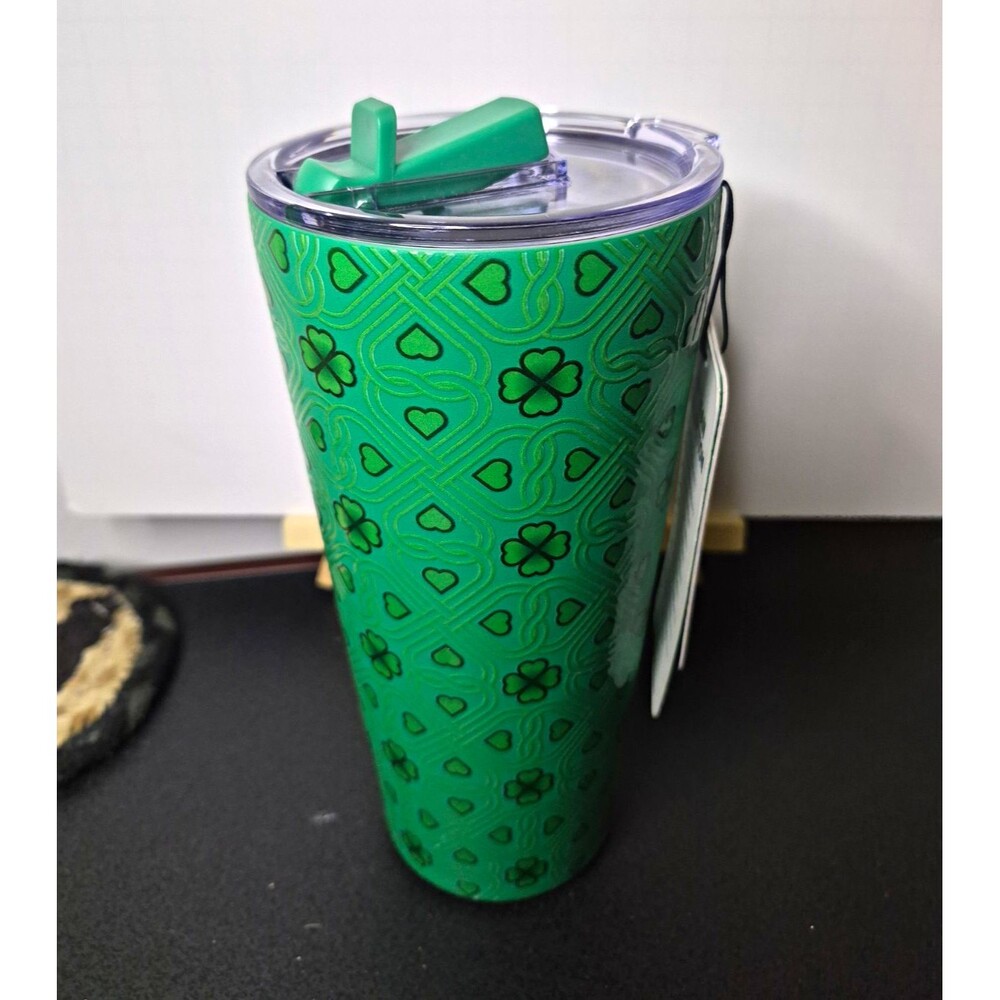 HYDRAPEAK 17 oz Insulated Tumbler Green Clover St. Patrick's Slide Lid